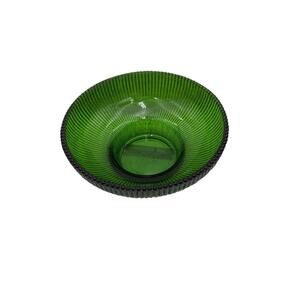 Vintage Hoosier Glass 4054 Emerald‎ Green Ribbed Candy/Centerpiece Dish Bowl